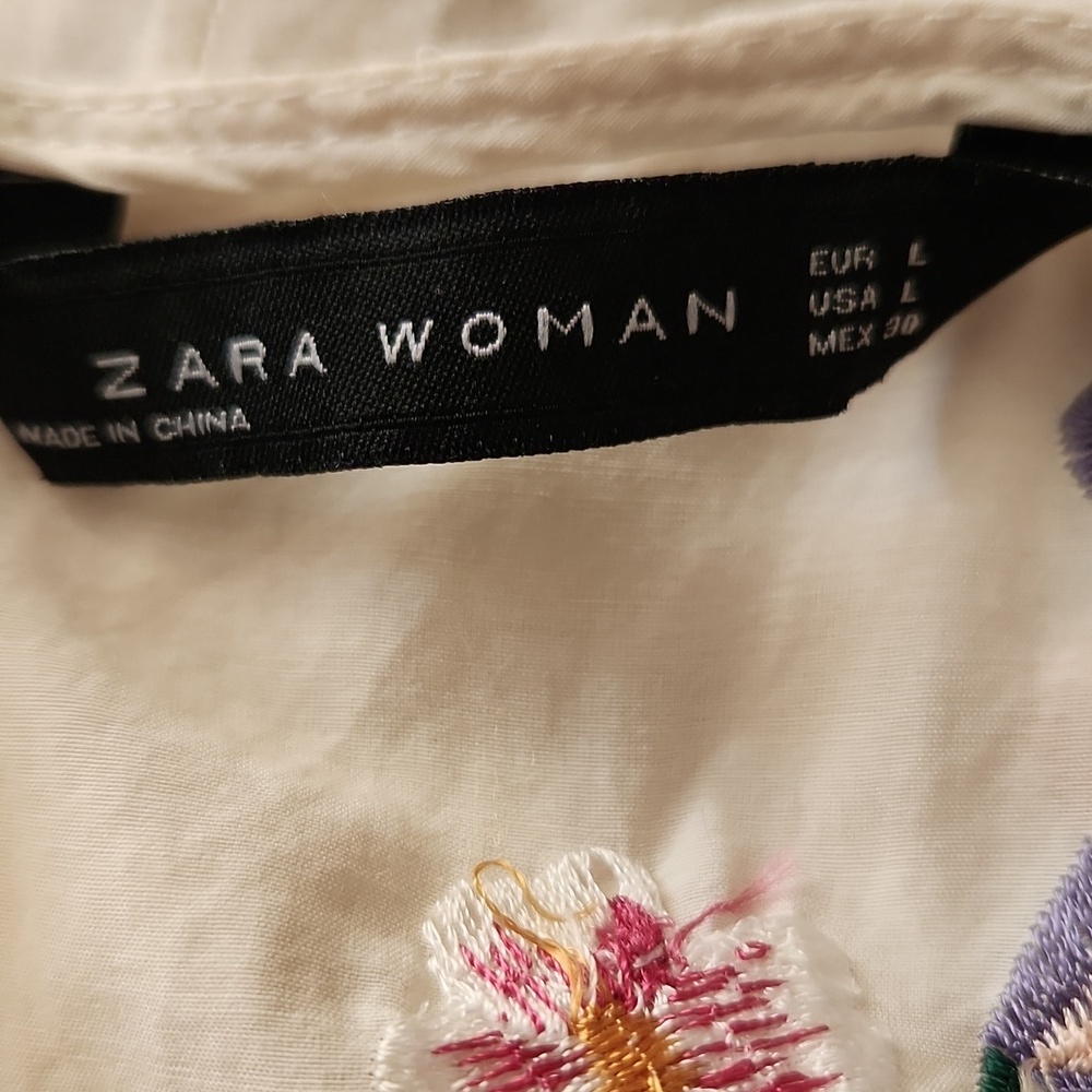 ZARA Mulberry Silk Embroidered Floral High-low Long Sleeve Mini Dress Size L - Picture 8 of 11